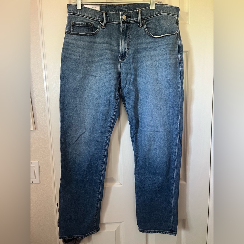 gap denim men’s mid wash soft flex slim leg denim jeans 33 x 30